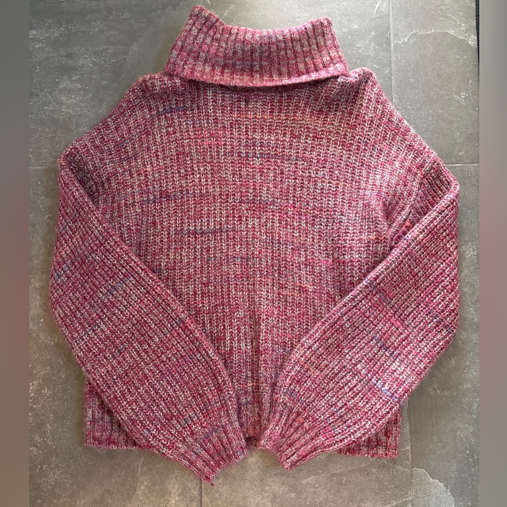 Cozy Pink Marled Turtleneck Sweater - Women's Old NAVY size Medium TALL